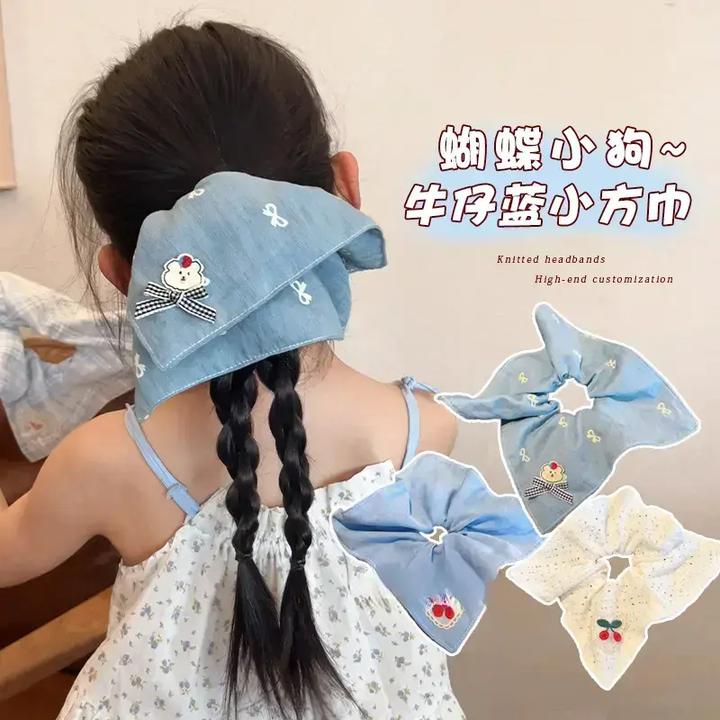 2025新款儿童方巾发圈女童高级感扎头发低马尾头绳小女孩洋气发饰