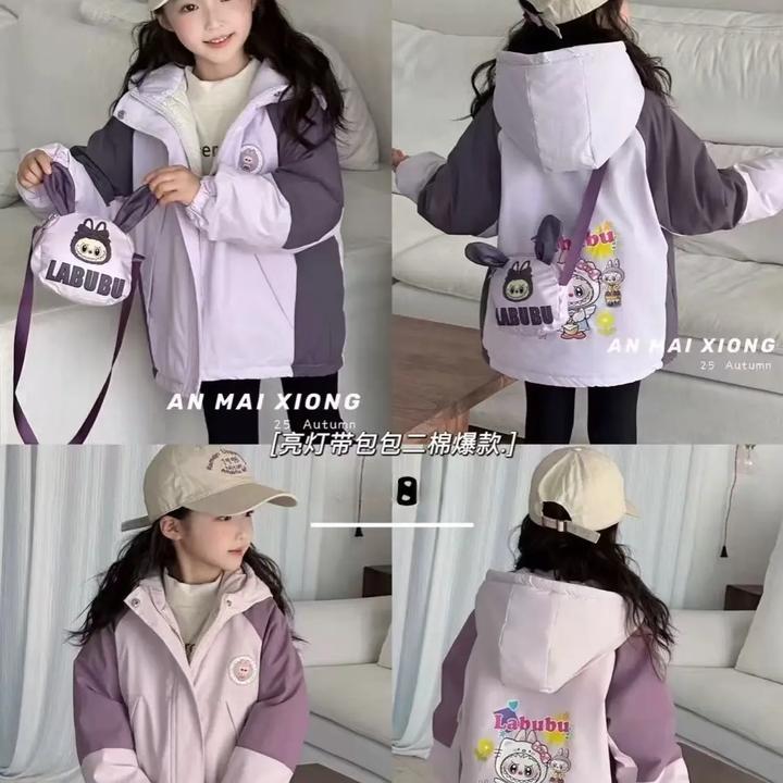 冲锋衣休闲风冬季连帽防风女童棉服