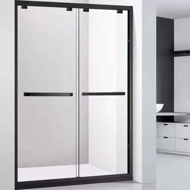 淋浴房极简304不锈钢隔断推拉门干湿分离卫生间钢化玻璃一字屏风