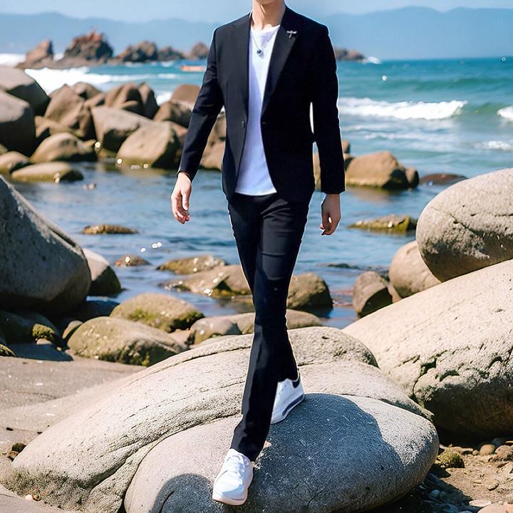 休闲西服套装男结婚礼服高级感痞帅商务正装职业高端修身西装外套