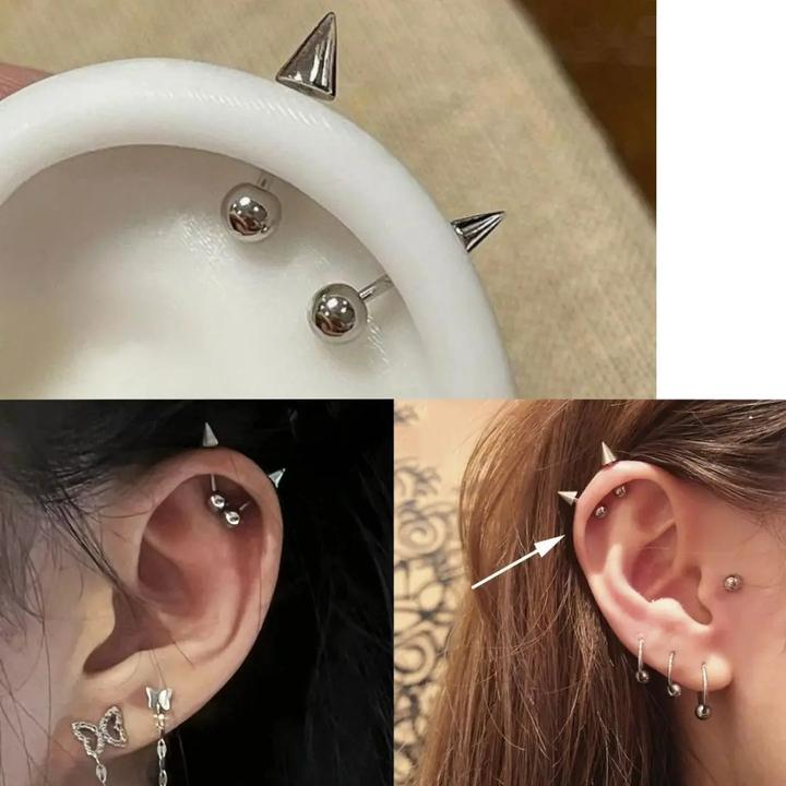 钛钢耳饰 甜酷恶魔尖锥耳骨钉ins女尖头时尚防掉色螺丝拧百搭耳饰