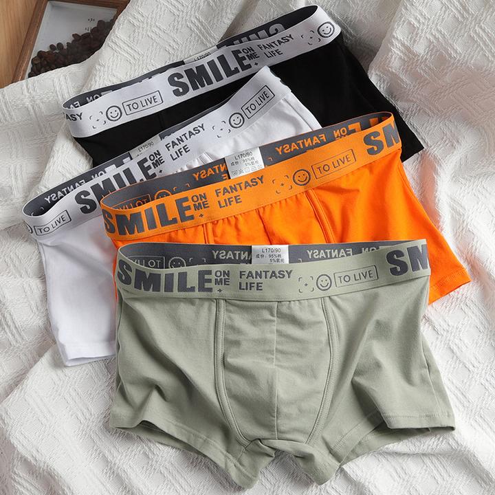 男士内裤男纯棉四角裤舒适透气青少年潮流个性爆款平角短裤头大码