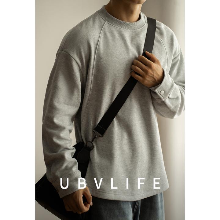 【都市休闲系列】重磅加绒加厚圆领卫衣男2025秋季休闲长袖打底T恤