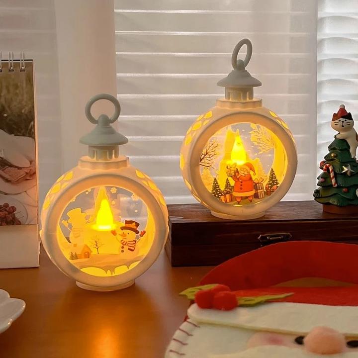 圣诞节礼物手提灯小夜灯氛围感装饰灯led蜡烛灯复古桌面摆件X213