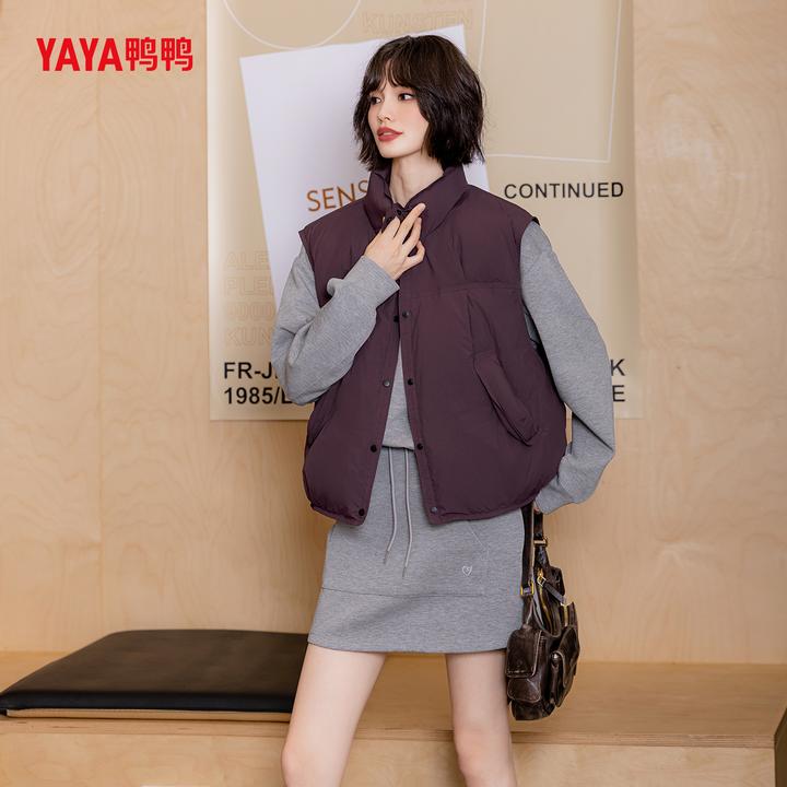 鸭鸭女款爆款2025年正品秋冬百搭显瘦女士90白鸭绒短款羽绒马甲