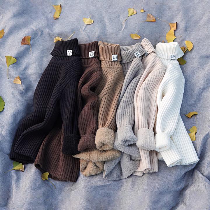 【软糯保暖】儿童高领毛衣秋冬新款一体绒加绒毛衣男童女童针织衫