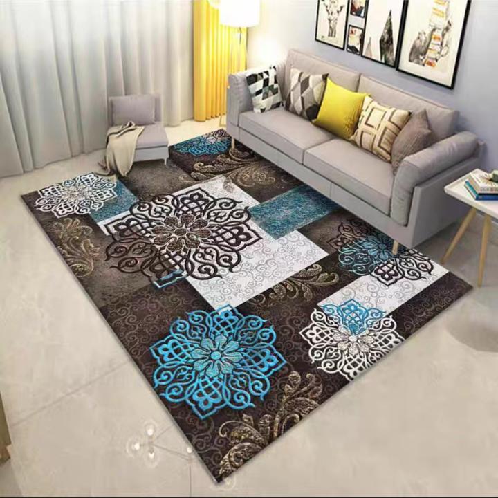 渐变绿色金钻绒材质地毯防水家用过滤创意颗粒商用防油圆形卧室