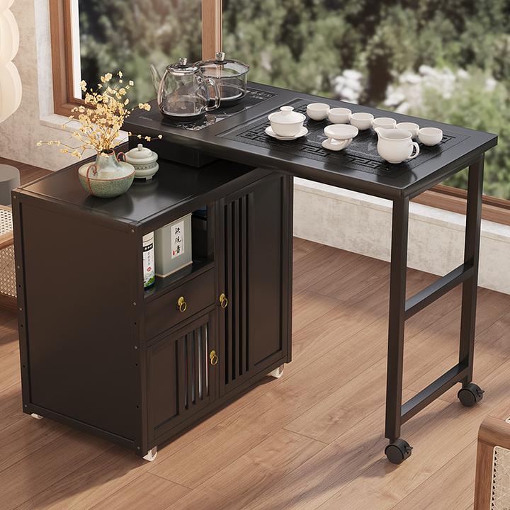 现代简约茶桌组合阳台可移动旋转功夫泡茶一体家用小户型茶几茶台