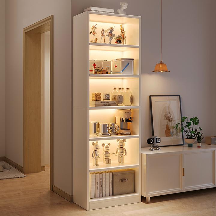 电视柜旁置物架家用书架简易落地收纳过道柜子客厅多层墙角书柜