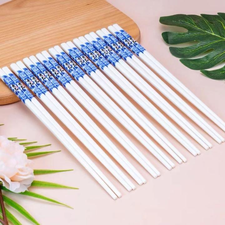 青花瓷陶瓷筷子餐具防滑耐高温家用防霉卫生中式家庭高档轻奢耐用