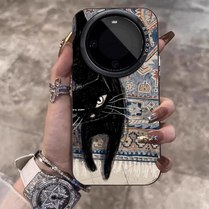 地毯黑猫2024适用华为mate60rs手机壳p70新款60pro艺术p60art高级