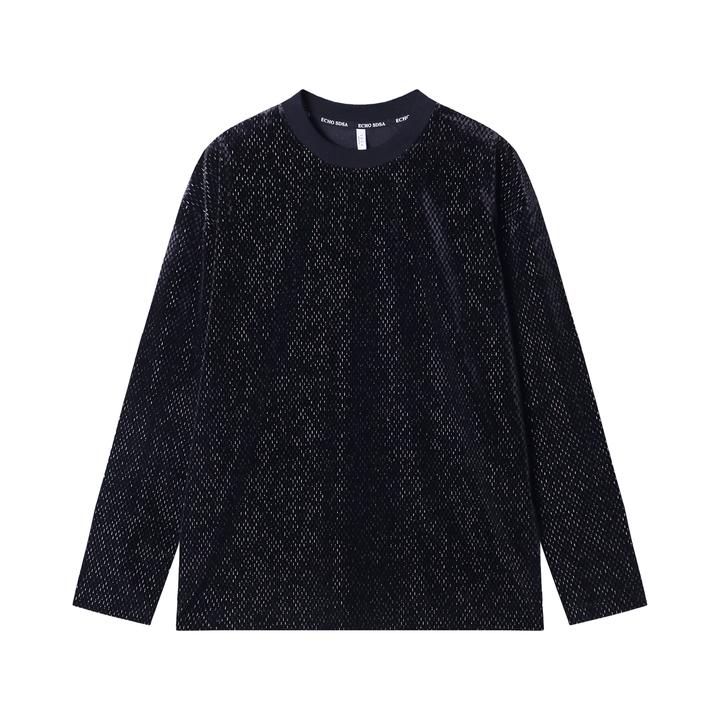 T1680秋冬季新款美式潮牌亮片套头圆领上衣时尚百搭宽松潮流长袖