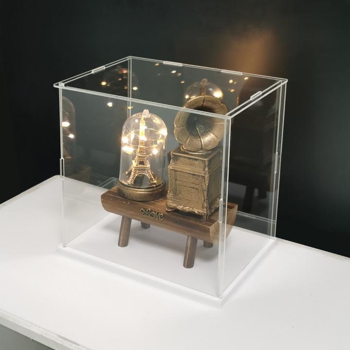 超大3拼装展示盒透明防尘盒手办模型高达开门式亚克力防尘罩透明