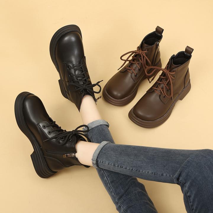 34小码韩版马丁靴女2023年秋冬新款单靴厚底圆头加绒短靴42大码