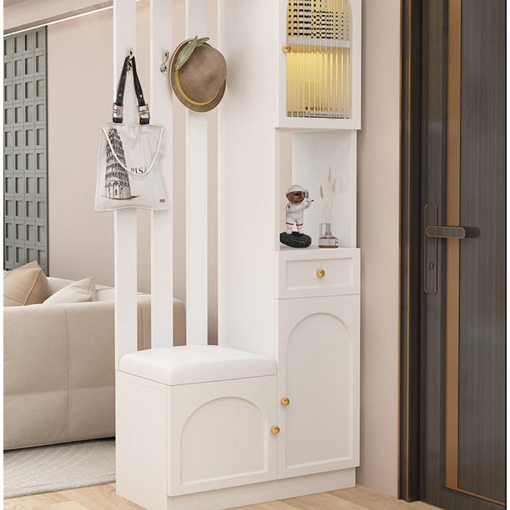 玄关柜入户隔断柜客厅高酒柜长虹玻璃鞋柜屏风一体奶油风门厅柜子