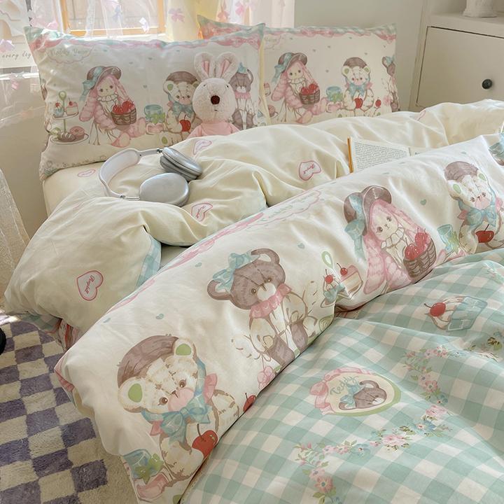 洛丽塔纯棉床上四件套全棉2024新款床品女被套床单学生宿舍三件套