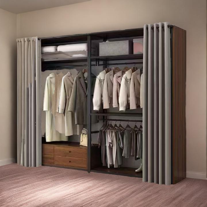 衣帽架落地卧室收纳加厚家用金属开放式货架衣柜货架式架子轻奢