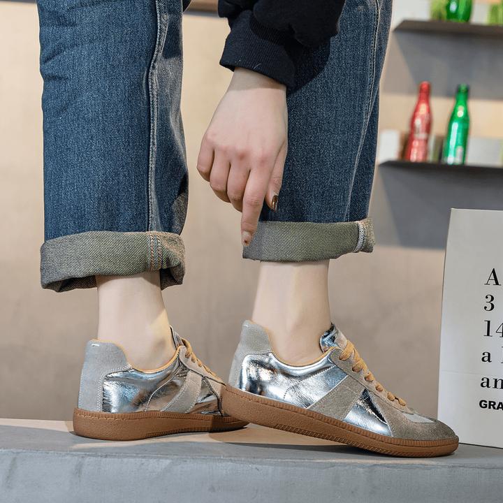 2025新款春季真皮德训女鞋百搭透气软底舒适防滑运动百搭小众鞋子