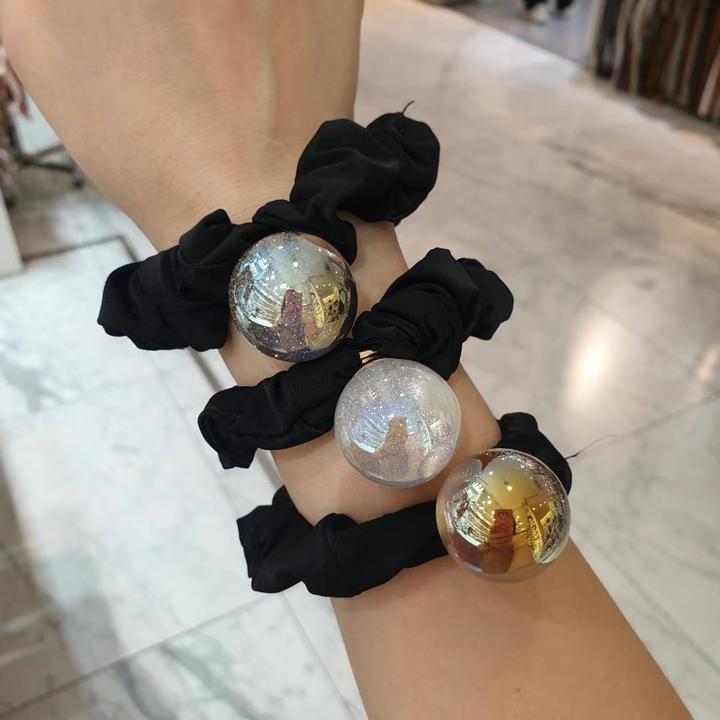 正品韩国代购 气质珠珠丝绒发圈 时尚百搭发饰