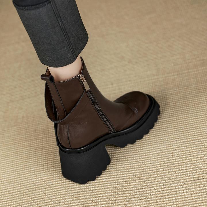 小个子手工女鞋6.5cm~真皮时尚马丁靴2025流行小短靴厚底百搭鞋子