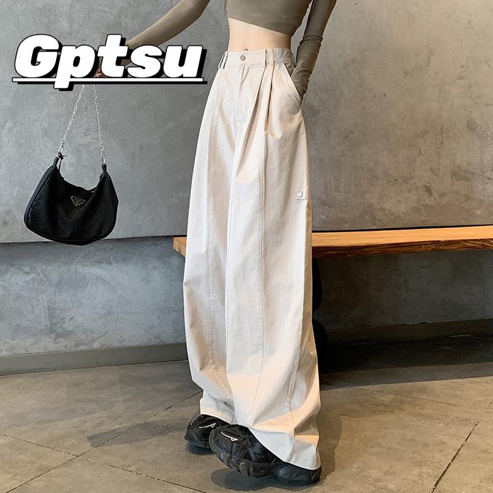 GPTSu洗水棉工装裤女秋冬2025新款高腰宽松阔腿裤直筒休闲拖地裤