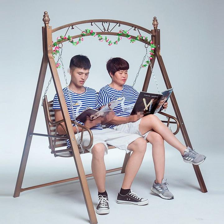 新款双人铁艺秋千吊床摇摇床庭院秋千室内外儿童成人吊篮户外摇篮