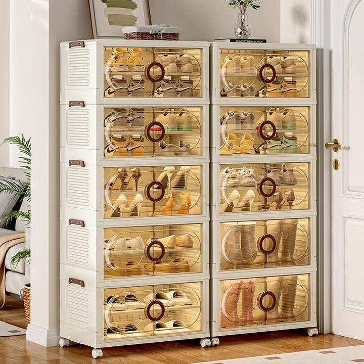 免安装鞋柜折叠鞋架家用门口简易鞋盒靴子鞋子收纳盒塑料透明防尘