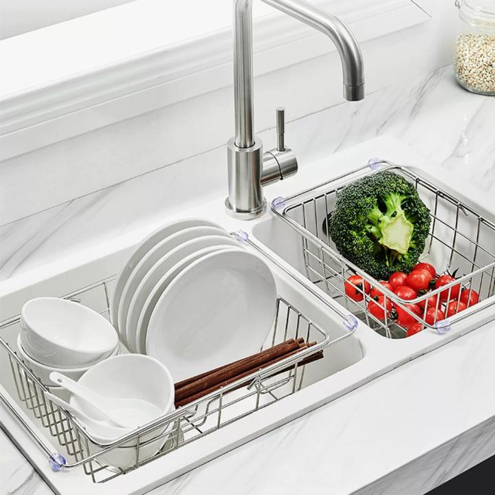 沥水篮水槽沥水架加厚不锈钢洗菜盆可伸缩厨房洗碗池漏网过滤架子