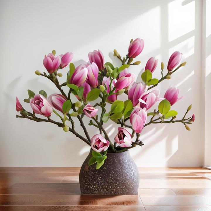 中式含苞玉兰花仿真花客厅餐桌摆件餐桌假花摆设干花插花装饰花艺