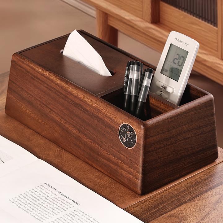 新款胡桃实木纸巾盒客厅茶几遥控器收纳盒抽纸盒客厅上档次最新款