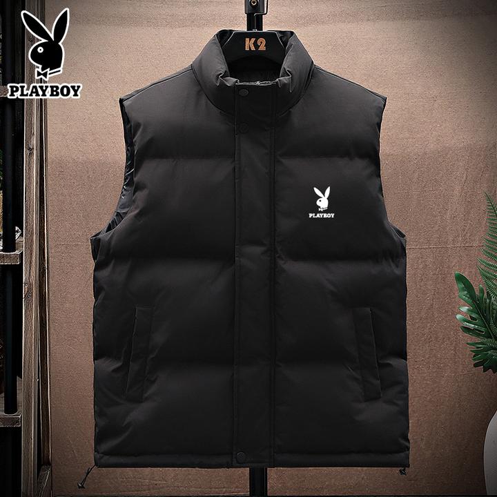 花花公子马甲男2024秋冬新款大码男款坎肩背心加厚保暖立领外套