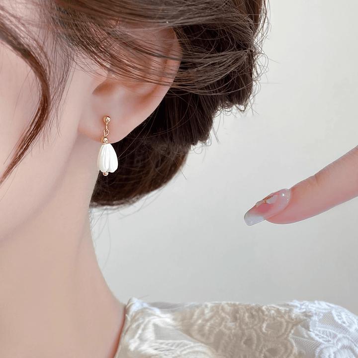 铜合金耳饰 新中式白兰花耳环女森系小众设计复古ins耳钉古风耳饰