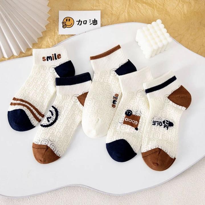 镂空笑脸袜网眼棉夏季薄短筒花边日系短袜浅口新款短款袜子女D53