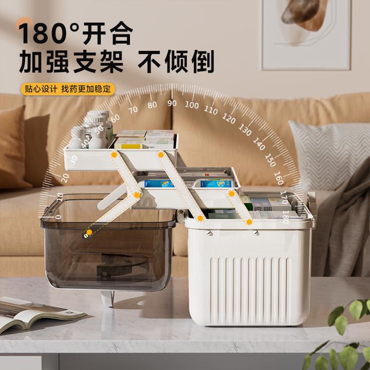 奇喵药品医药箱抽屉式收纳盒大容量分层分格应急药盒收纳箱家庭装