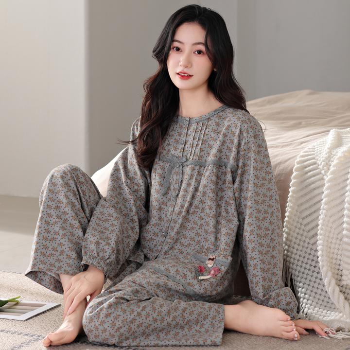 睡衣女款爆款2025新款出门款春秋长袖纯棉外出洋气女士套装家居服