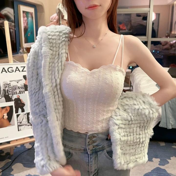 大码背心吊带胸垫一体式裹胸美背百搭内衣内搭白色透气LANE兰娥