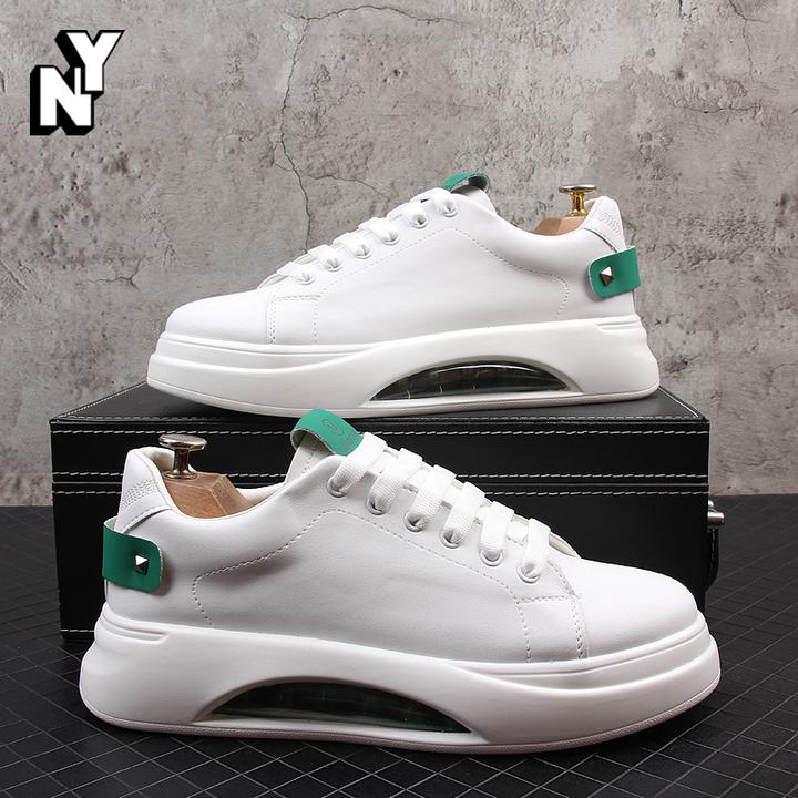 NY轻奢小白鞋男秋冬潮流麦昆百搭运动休闲鞋新款厚底板鞋气垫男鞋