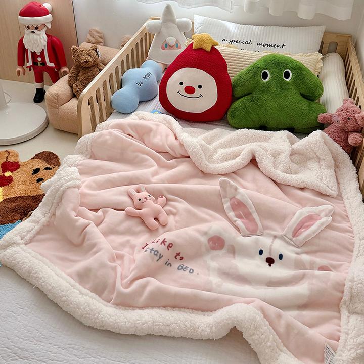 A类牛奶绒盖毯沙发毯儿童冬季毯子卡通可爱宝宝加厚午睡毯毛毯