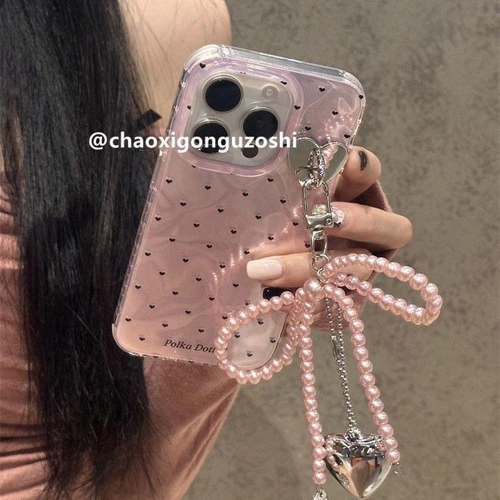 ins甜妹小爱心蝴蝶结挂件适用iPhone15promax苹果14手机壳13女/12