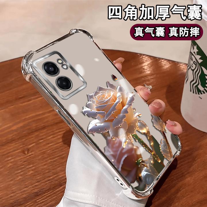 适用OPPOA57水晶玫瑰创意女手机壳保护套四角防摔电镀壳