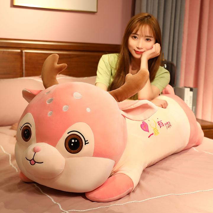 可爱小鹿毛绒玩具布娃娃玩偶穿衣陪睡公仔女生抱枕床上睡觉专用枕