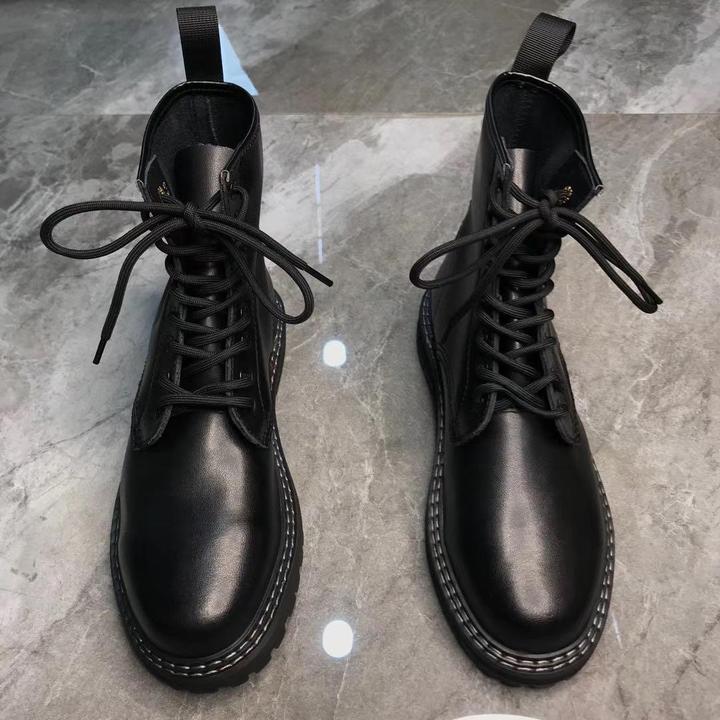 ins马丁靴男黑色英伦风加绒工装靴高帮皮鞋韩版百搭潮流机车靴子
