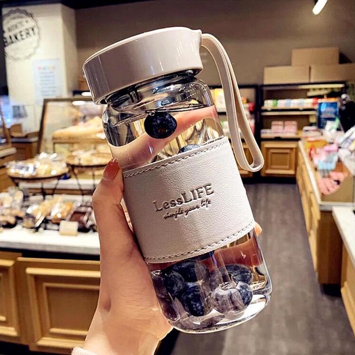 韩版简约玻璃杯带茶隔泡茶防烫小清新杯子男女学生便携ins随手