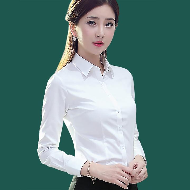 职业白衬衫女长袖2025春秋新款气质免烫黑色衬衣女工作服正装上衣