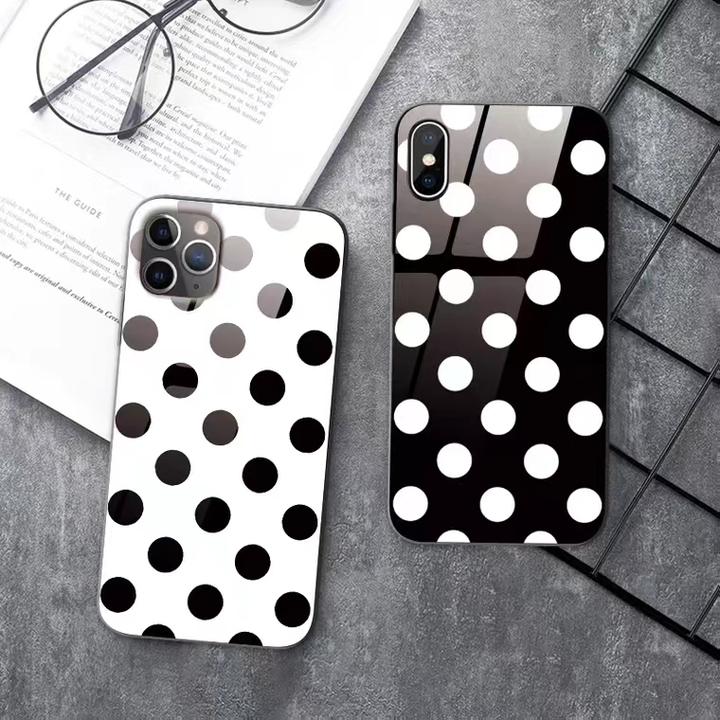 苹果13/华为/OPPO/vivo/小米 简约波点 玻璃手机壳个性创意手机套
