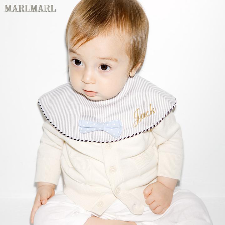 日本MARLMARL官方 宝宝围兜口水巾围嘴dolce_C04清爽条纹领结