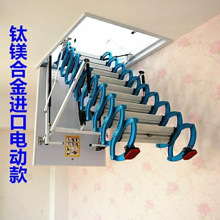 室内全自动家用伸缩复式隐形阁楼伸缩家用伸缩阁楼楼梯