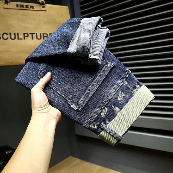 秋冬加绒牛仔裤男士修身小脚裤宽松长裤休闲百搭弹力微哈韩版潮流