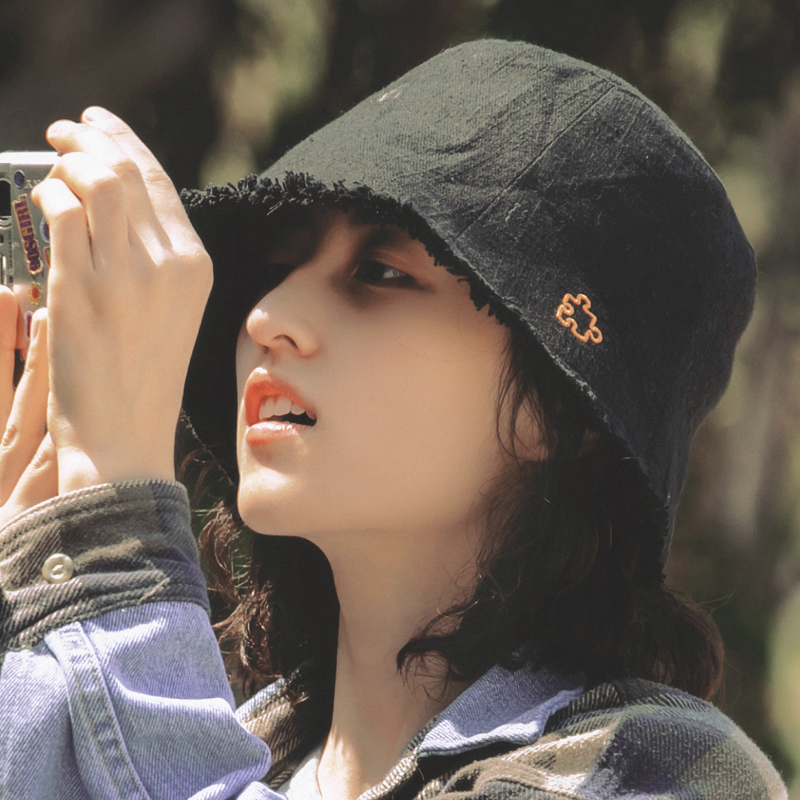 张子枫同款渔夫帽女素颜遮脸黑色帽子春秋显脸小水桶帽向往的生活