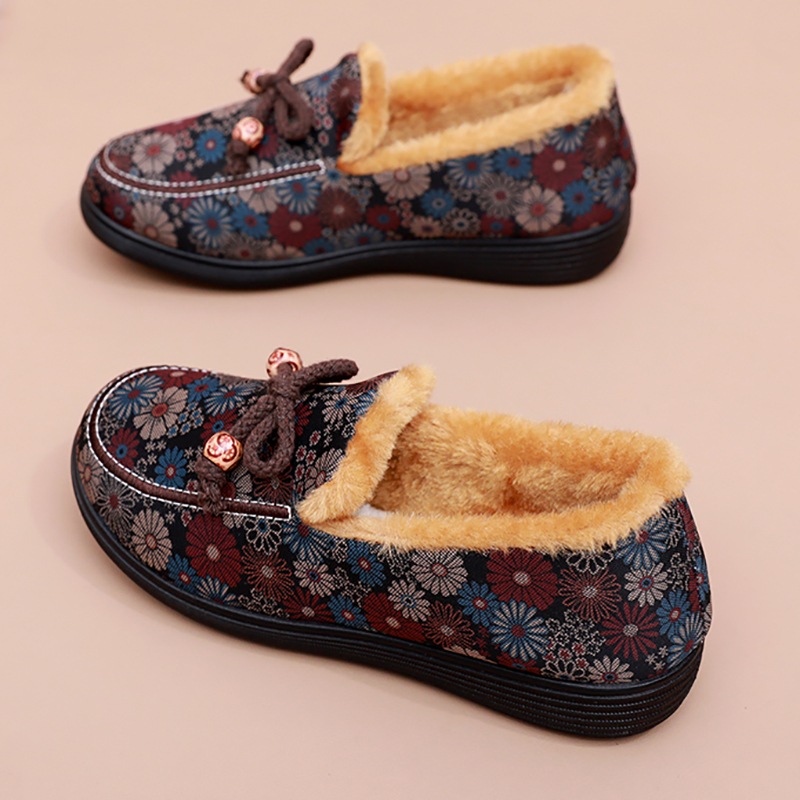 冬季新款老北京布鞋女棉鞋防滑软底妈妈鞋加绒加厚保暖老太太棉靴